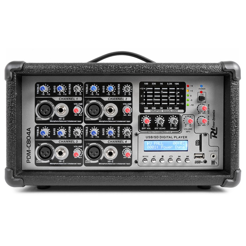 Power Dynamics PDM-M604A - Console de Mixage Amplifiée 6 Canaux, USB MP3 et  Bluetooth